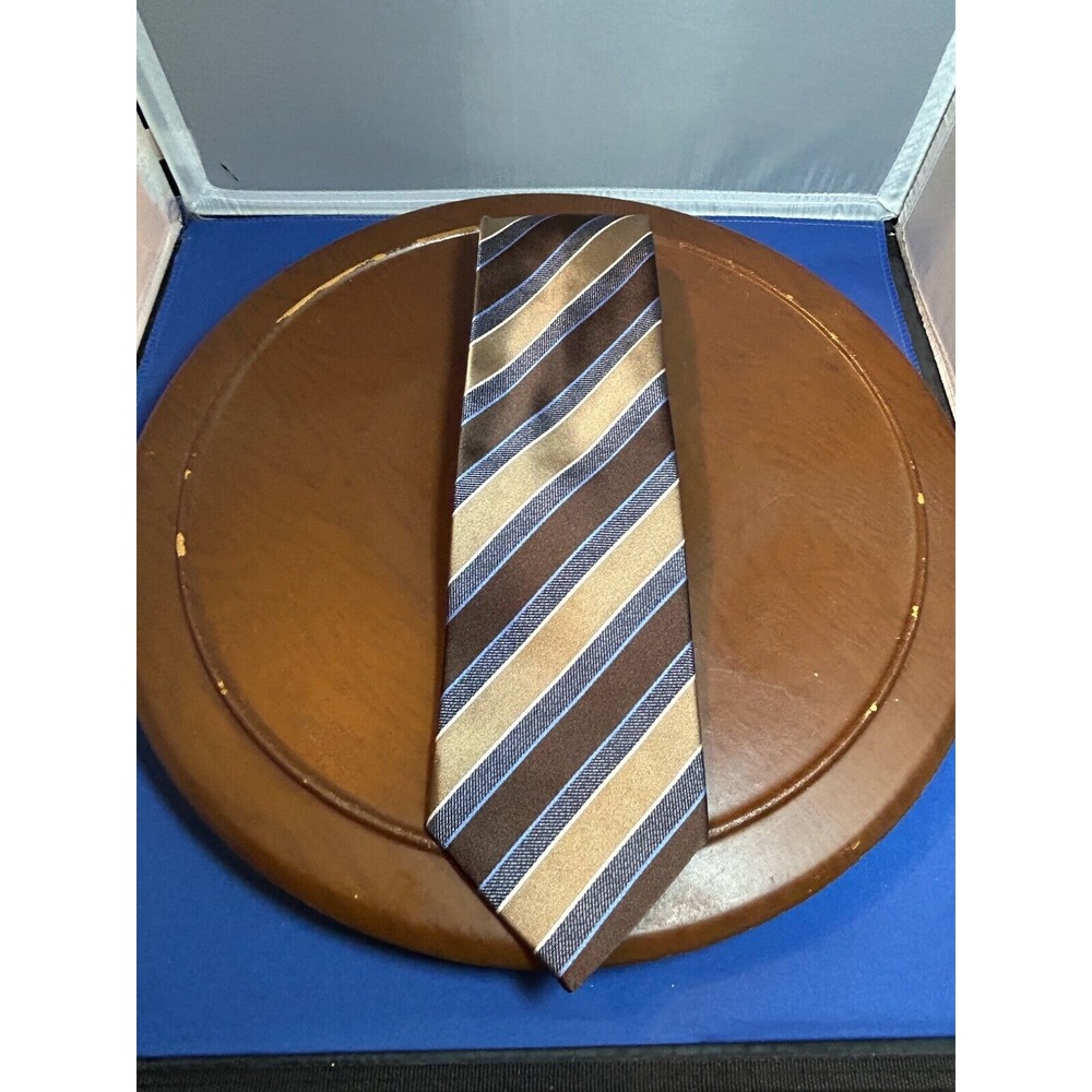 Geoffrey Breene Men's Brown‎ 100% Silk Tie Striped Necktie